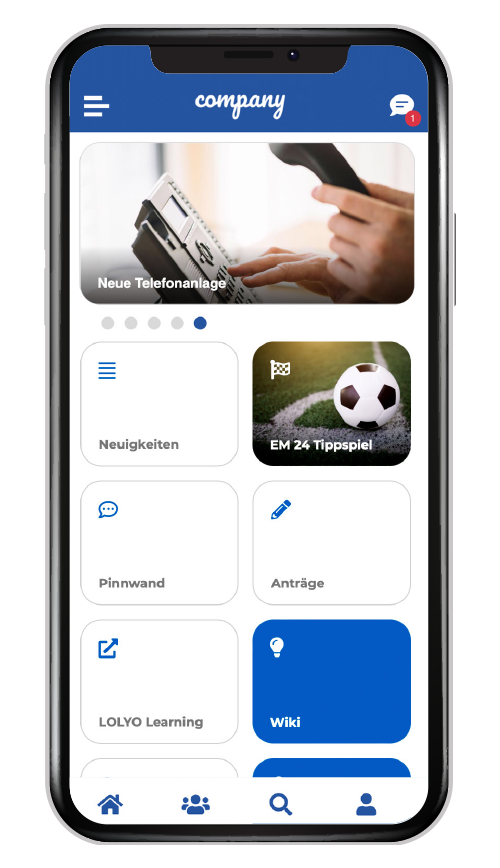 EM-Tippspiel auf Mitarbeiter-App Home Screen