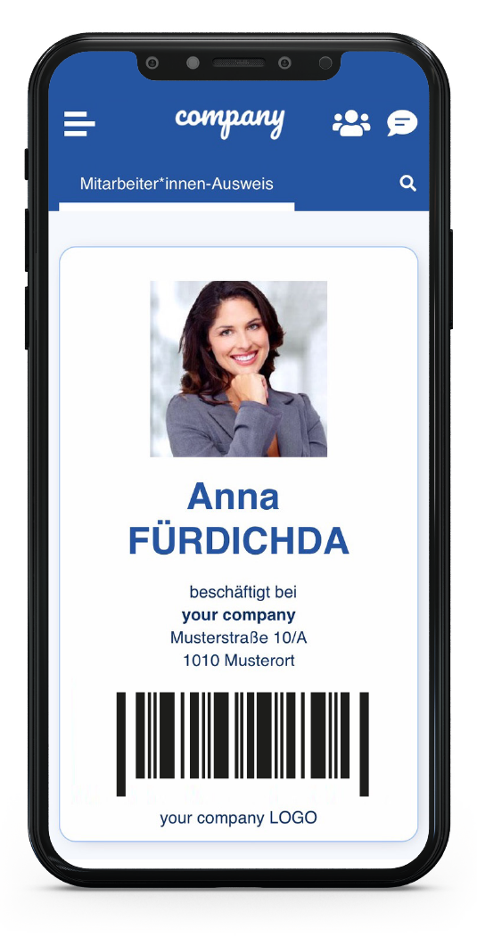 LOLYO Mitarbeiter-App digitaler Mitarbeiterausweis / Dienstausweis mit Barcode