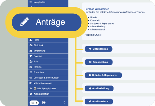 LOLYO Mitarbeiter-App Hidden Hint versteckte Seiten für Ordnung und Struktur im Menue Screen Design 