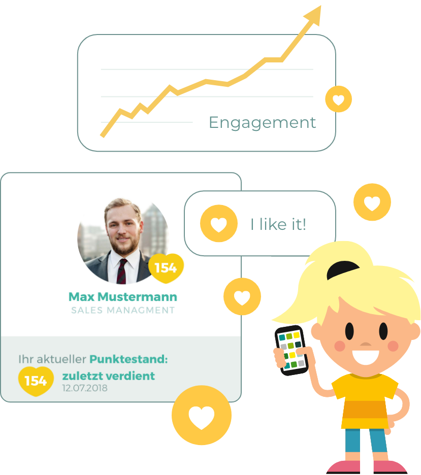 Mitarbeiter-App Engagement-Tool: motiviert zum aktiven Austausch