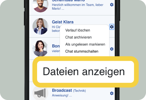 LOLYO MACH MITarbeiter-App Hidden Hint Medien Übersicht im Chat