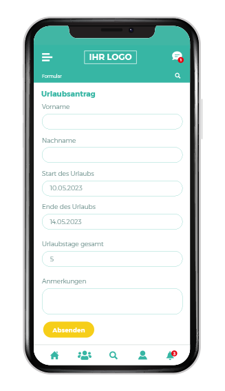 Mitarbeiter-App Smartphone Screen Formular