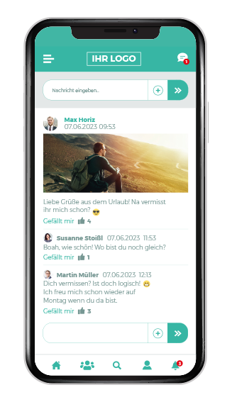 Mitarbeiter-App Smartphone Screen Pinnwand