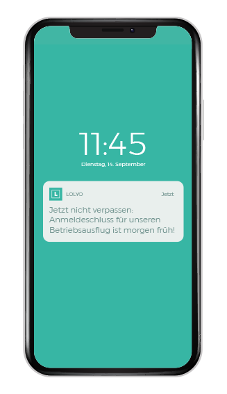 Mitarbeiter-App Smartphone Screen Push-Nachrichten