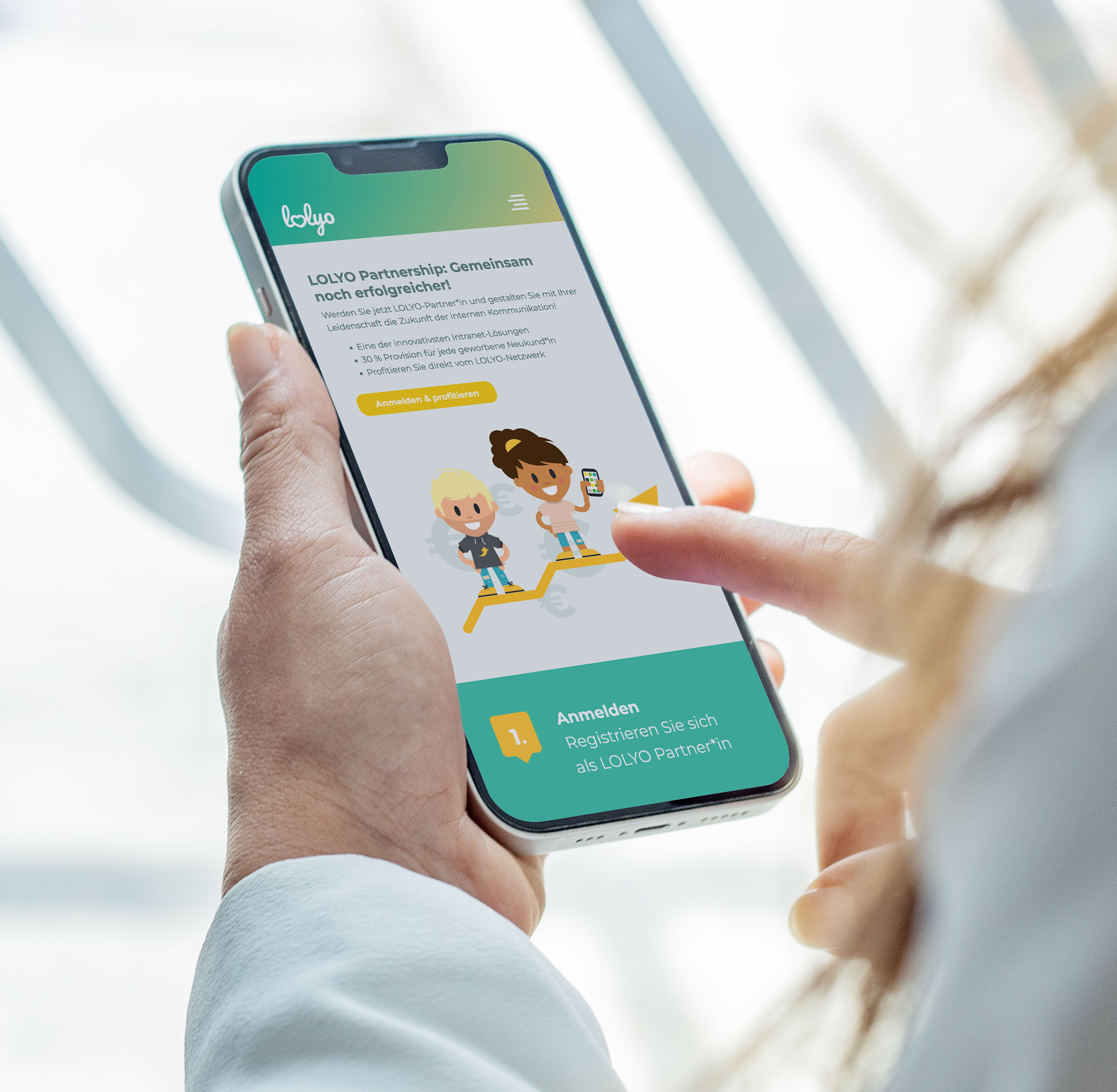 Per Klick zum LOLYO Mitarbeiter-App Partner werden und profitieren
