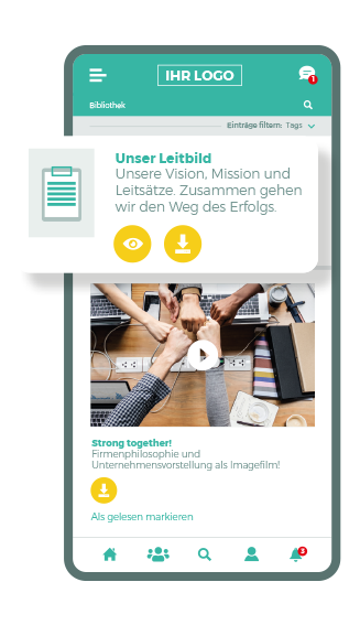 Smartphone App Screen - Dateiablage - Bibliothek