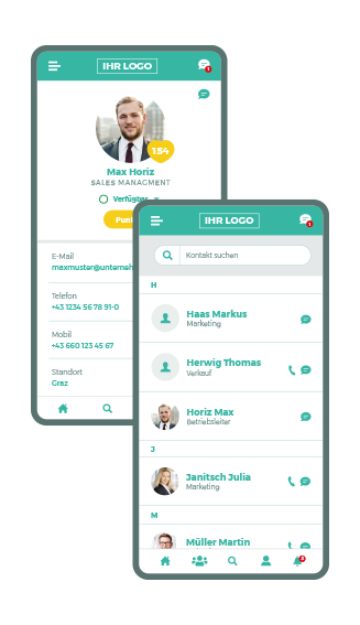 Smartphone App Screen - Kontaktliste - Profil