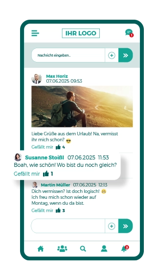 Smartphone App Screen - Pinnwand