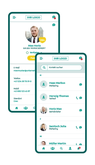 Smartphone App Screen - Kontaktliste - Profil