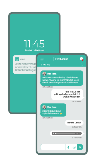 Smartphone App Screen Chat & Push-Nachrichten