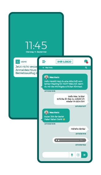 Smartphone App Screen Chat & Push-Nachrichten