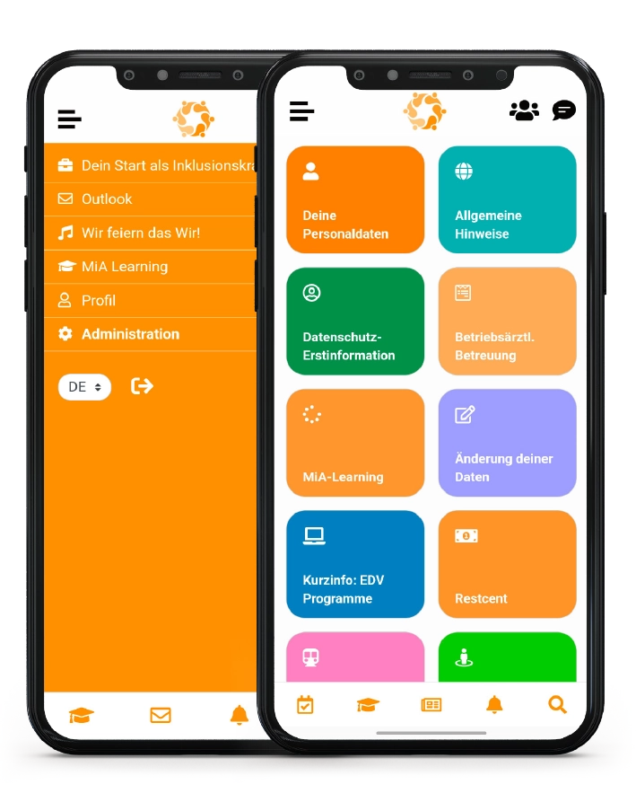 MIA Mitarbeiter-App Screens digitales Preboarding, Onboarding 