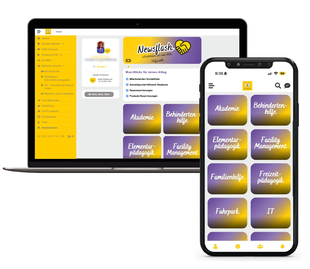 Das Dashboard der HWK Inside Mitarbeiter-App