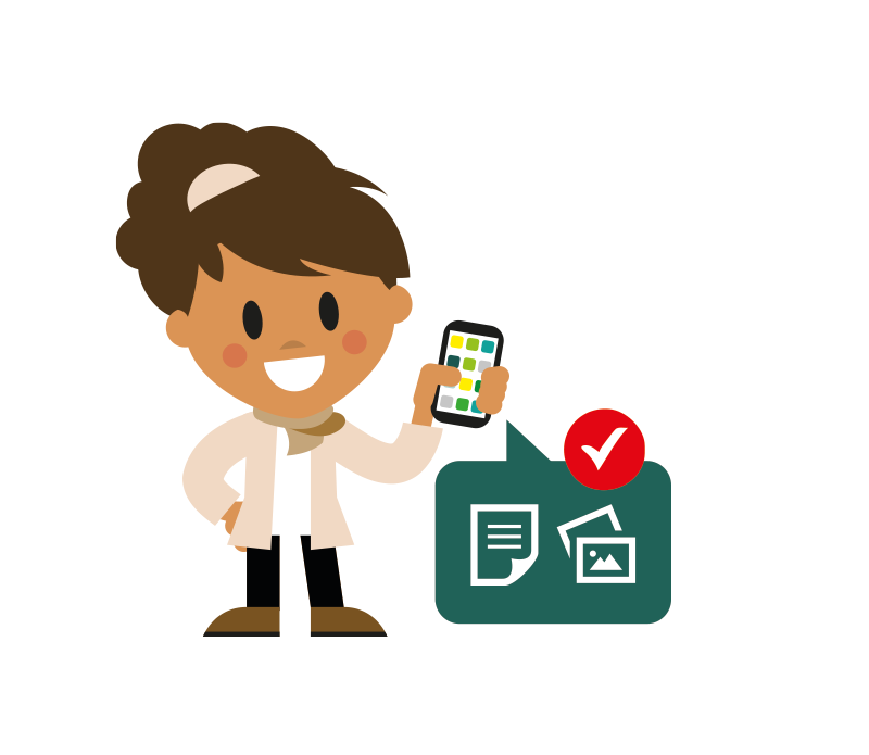 Wichtige Dokumente fuer Non-Desk Worker in Gastronomie und Hotellerie am Smartphone - LOLYO Figur