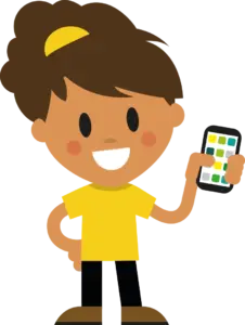 AISHA KI Assistentin in der Mitarbeiter-App - LOLYO Figur Smartphone