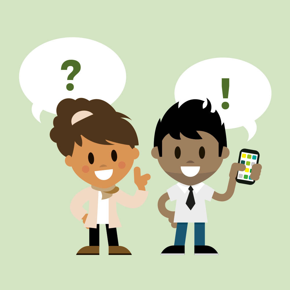 KI Assistent liefert Mitarbeitenden in der App schnelle Antworten - LOLYO Figuren Smartphone