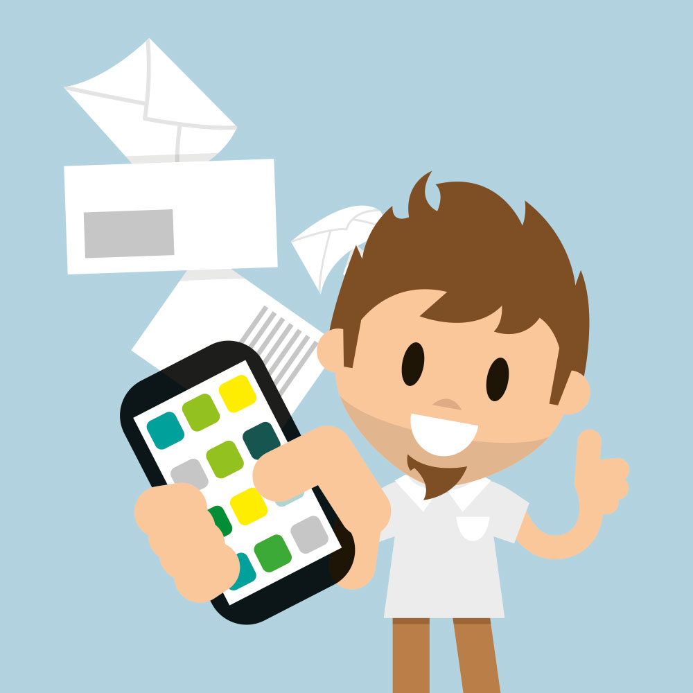 KI Assistent unterstuetzt formelle Abläufe - LOLYO Figur Smartphone