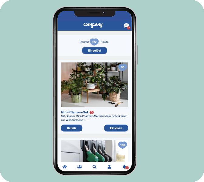 Mitarbeiter-App Goodie-Store - Anerkennung - Smartphone Screen