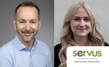 Mitarbeiter-App Success Story Servus Abfall Abfallwirtschaft Logo + Profilbilder Julia Loris und Christian Kirchmayer