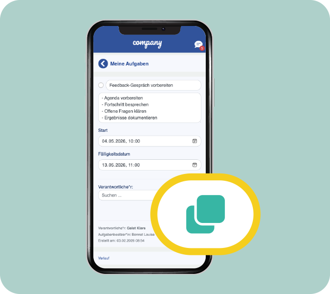 Mitarbeiter-App New Feature - Aufgaben Duplizieren - Smartphone Screen