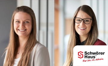 Mitarbeiter-App Best Practice - Bau - Fertigteilbau -SchwörerHaus Logo - Portrait Theresa Kröner, Vanessa Götz