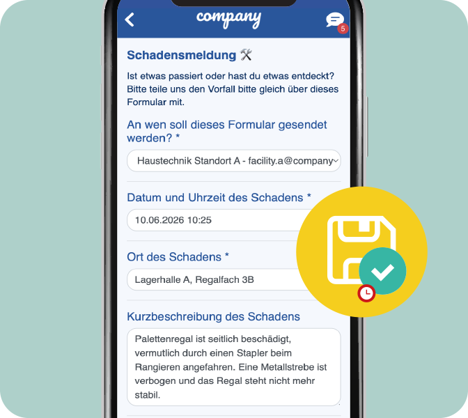 Mitarbeiter-App Formular erst später Absenden? Mit dem Zwischenspeicher kein Problem. Mitarbeiter-App New Feature Formulare Zwischenspeichern