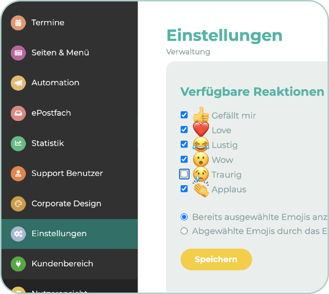 Mitarbeiter-App New Feature - Reaktions Icons anpassen