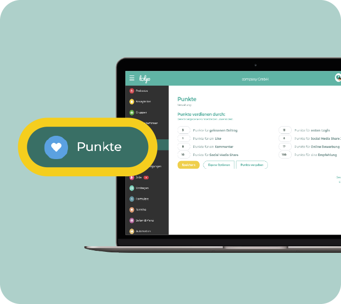 MITMACH-Booster auf einen Blick finden und konfigurieren Mitarbeiter-App MITMACH-Booster - separate Konfiguration als eigenständiger Bereich - PC-Screen - Ausschnitt
